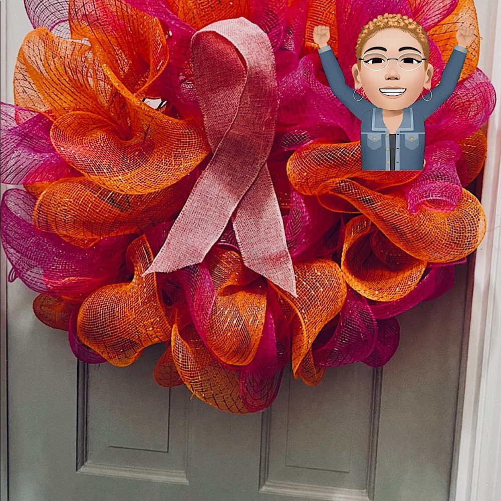Wreaths made of Burlap or Meshed material wth ribbons, flowers , seasonal items.